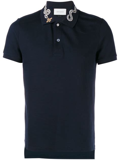 gucci polo shirt blue|gucci polo shirt snake collar.